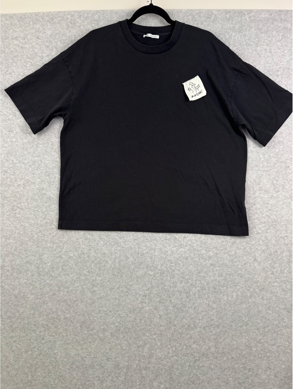 Zara Oversized Black Graphic Tee Embroidered “Try It, Take a Chance” Shirt L